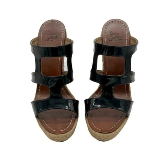Christian Louboutin Black Wedge Sandals Size (39 (9)) - Picture 2 of 7